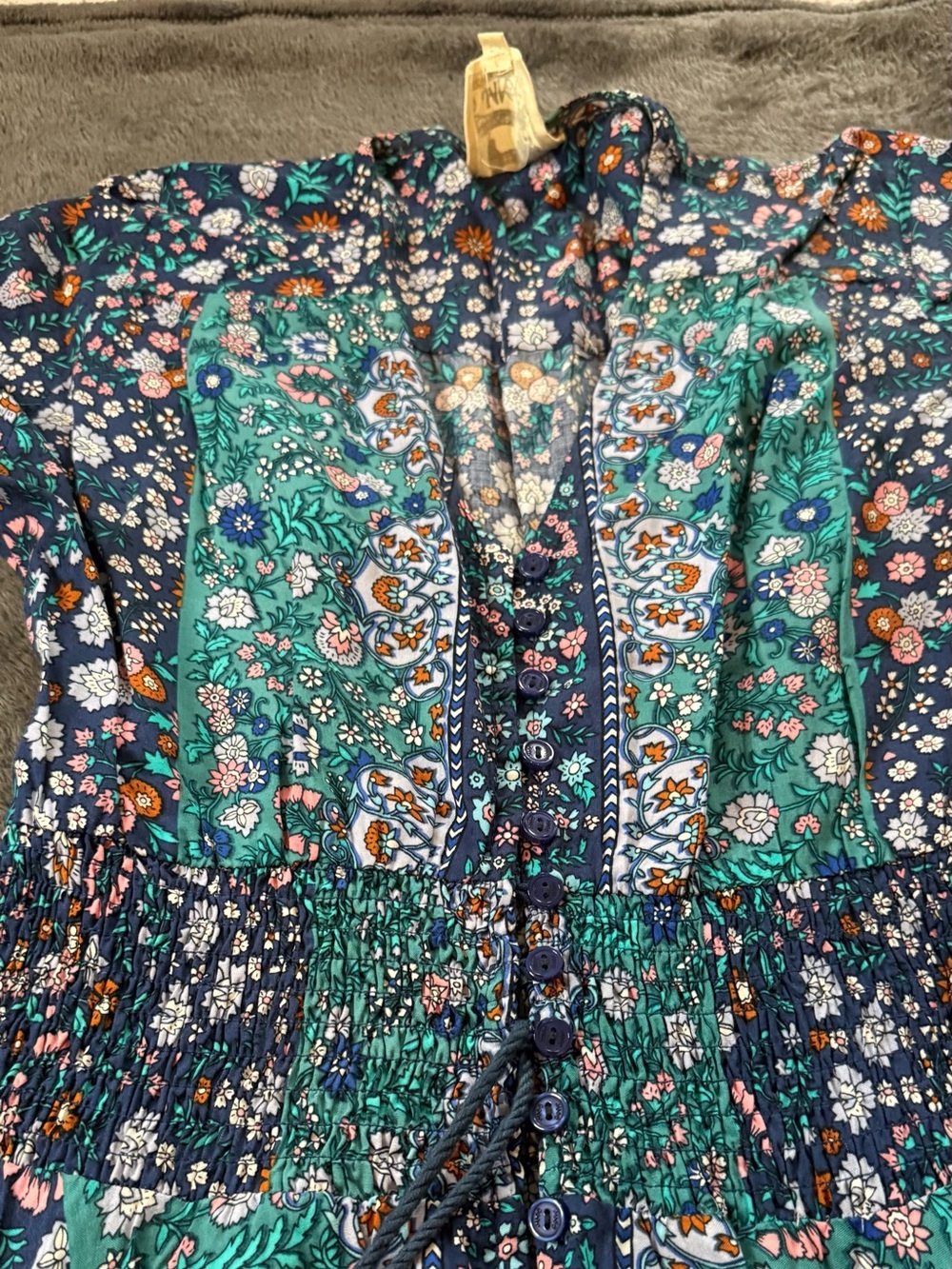 Jaase Teal & Navy Floral Boho Maxi Dress - Picture 5 of 16